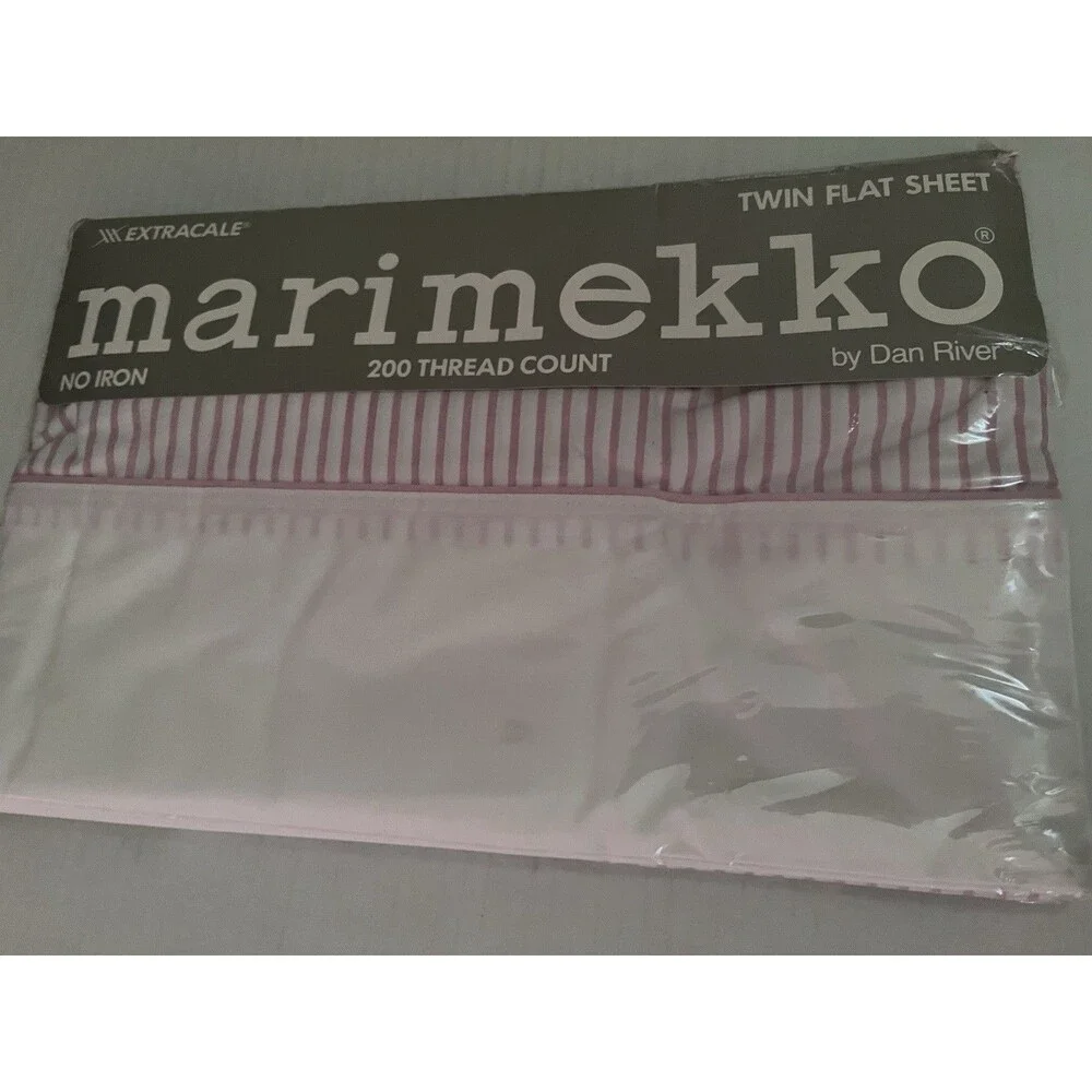 Vtg New in Package Marimekko Dan River Mauve Pink Striped Twin Flat Sheet Only